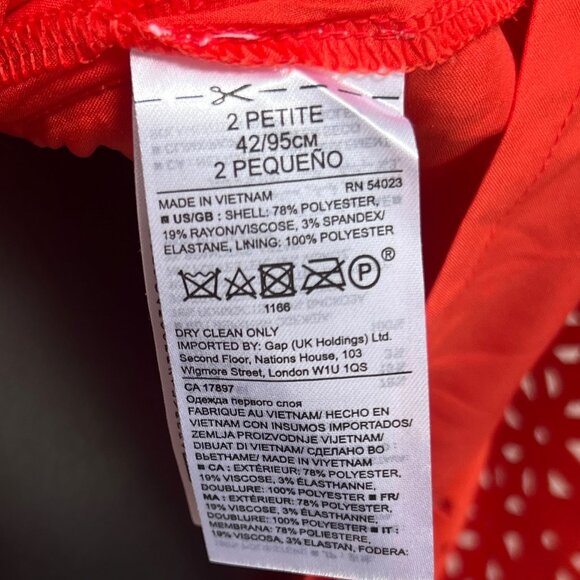 Banana Republic Laser Cut Fit and Flare Dress, Orange, Short Sleeve, Size 2P - Picture 12 of 12